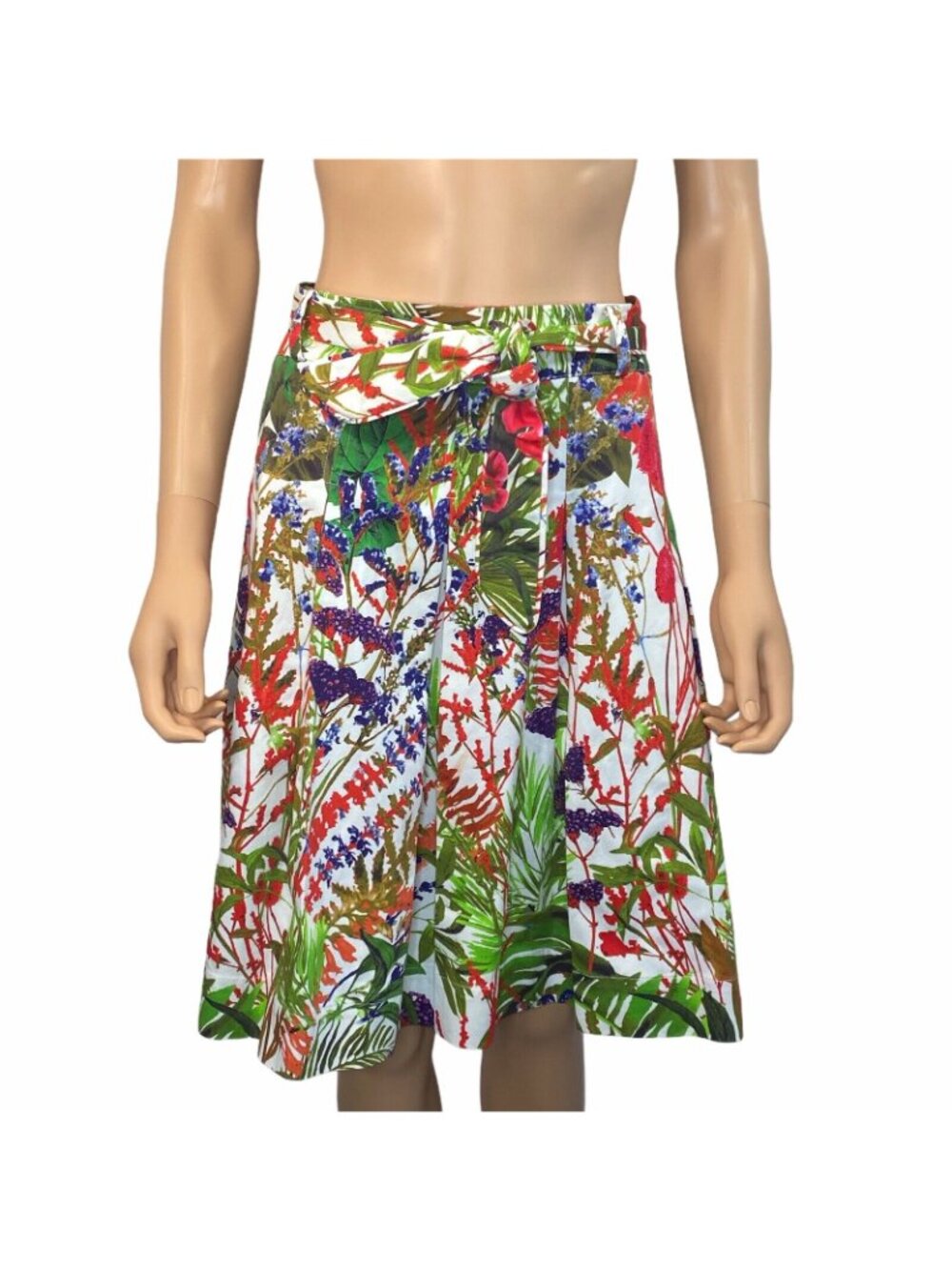 NWOT Petite Medium Soft Surroundings A-line Pleated Cotton Floral Skirt Stretch - Picture 4 of 12